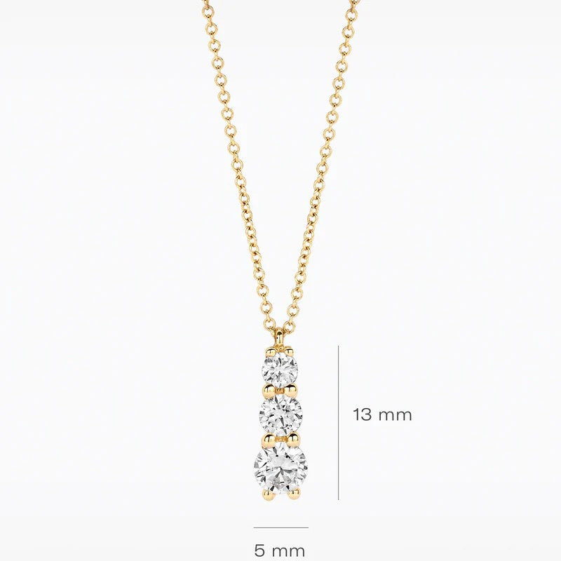 14k Geelgouden Collier met Drie Lab-Grown Diamanten LG3020Y