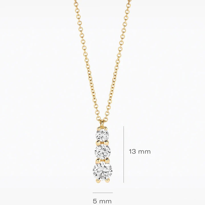 14k Geelgouden Collier met Drie Lab-Grown Diamanten LG3020Y