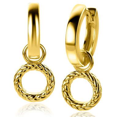 ZINZI zilveren oorbedels 14K geel verguld rond ZICH2246G