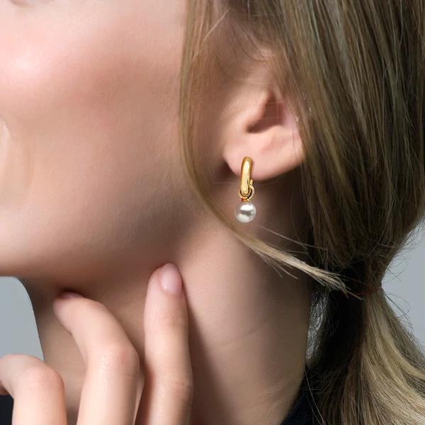 Oorbedels 9046YPW - 14k Geelgoud met Swarovski Parel