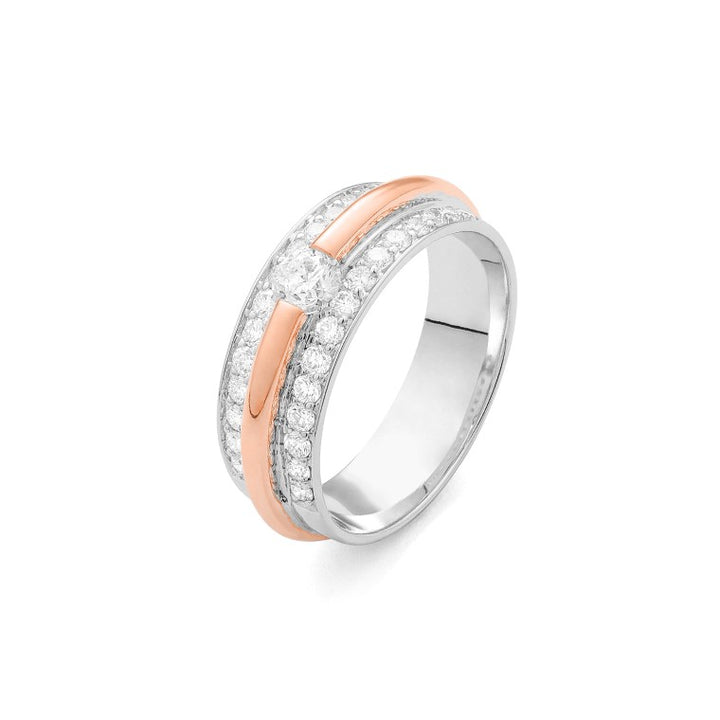 14 Karaat Bicolor Gouden Ring met Diamanten 0,80 ct