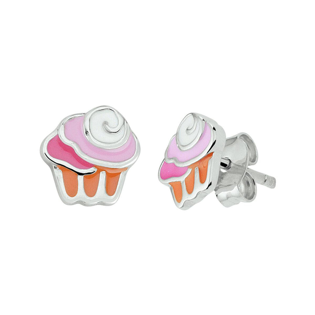 zilveren oorknoppen cupcake