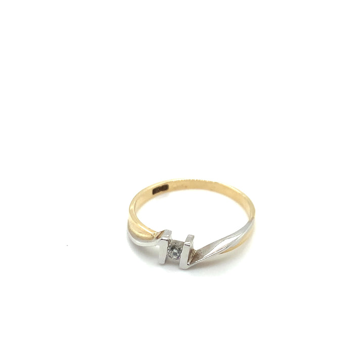 14 kt ring BU041-B massief diamant fantasie 0.06ct W/S