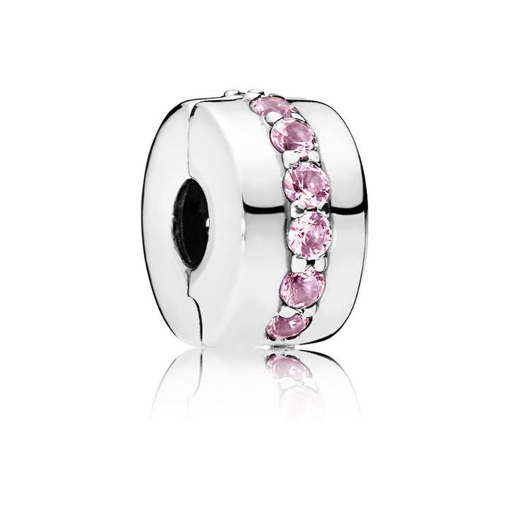 Pandora Moments 791972PCZ - Zilveren clip bedel met roze zirkonia