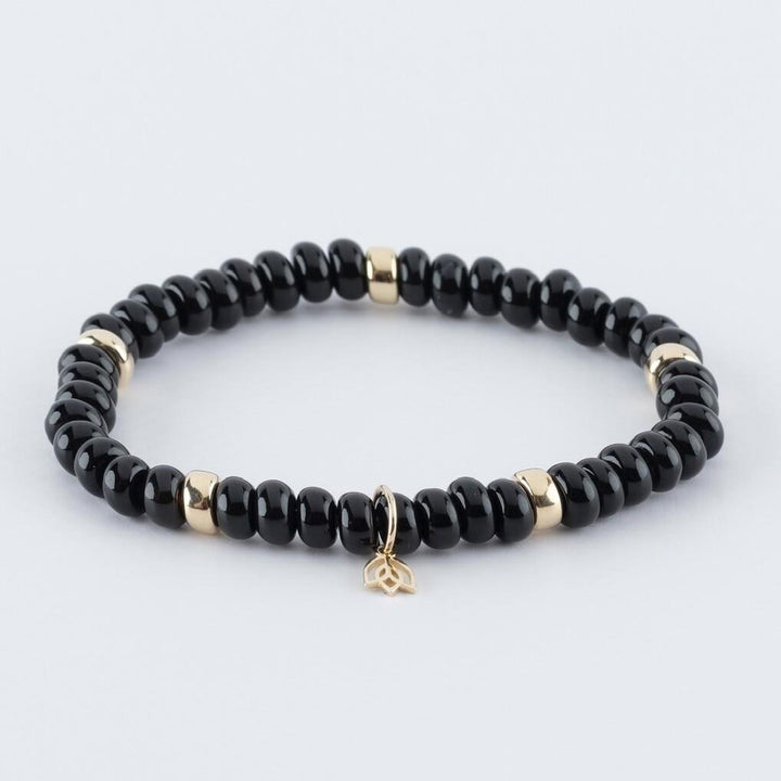 Y&amp;G edelstenen armband | Onyx &amp; 14k goud 7013