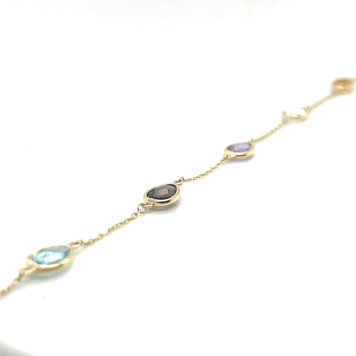 14 kt armband diverse edelstenen druppelvorm 19 cm