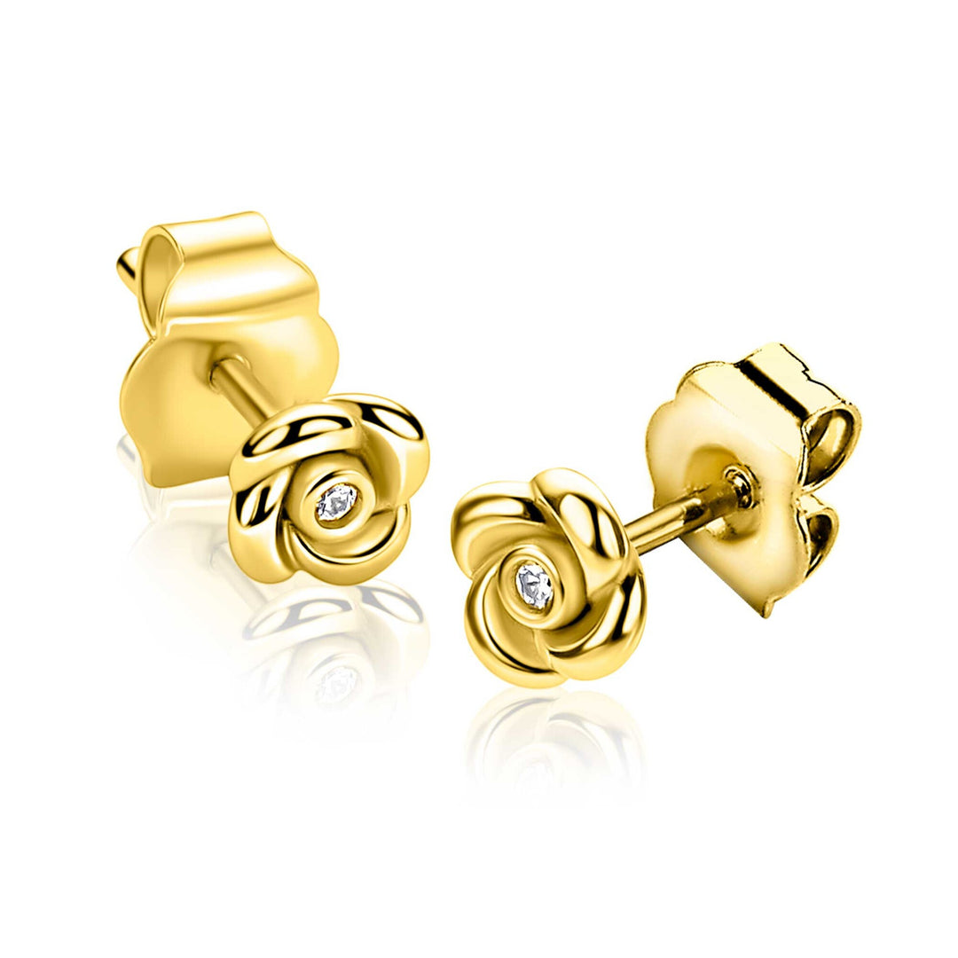 ZINZI Gold Plated Zilveren Oorstekers Roosje ZIO2872Y