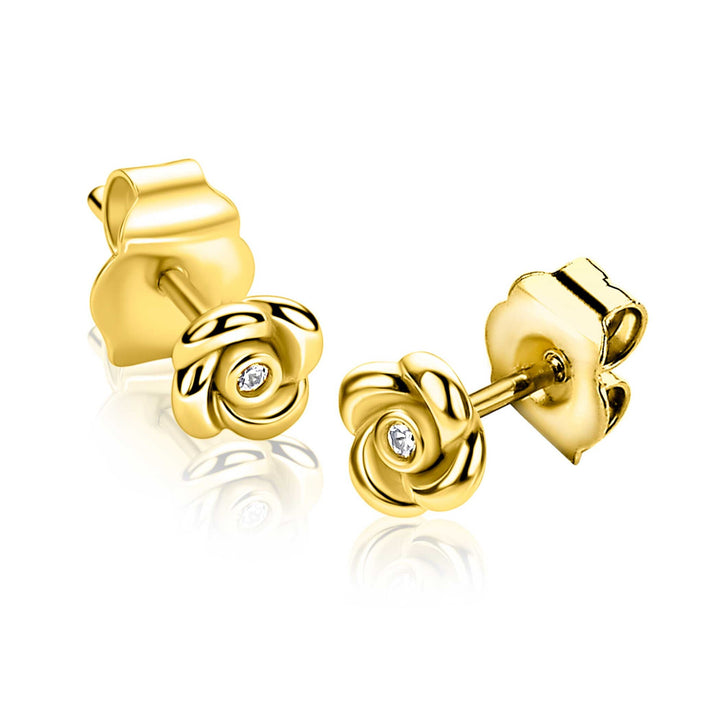 ZINZI Gold Plated Zilveren Oorstekers Roosje ZIO2872Y