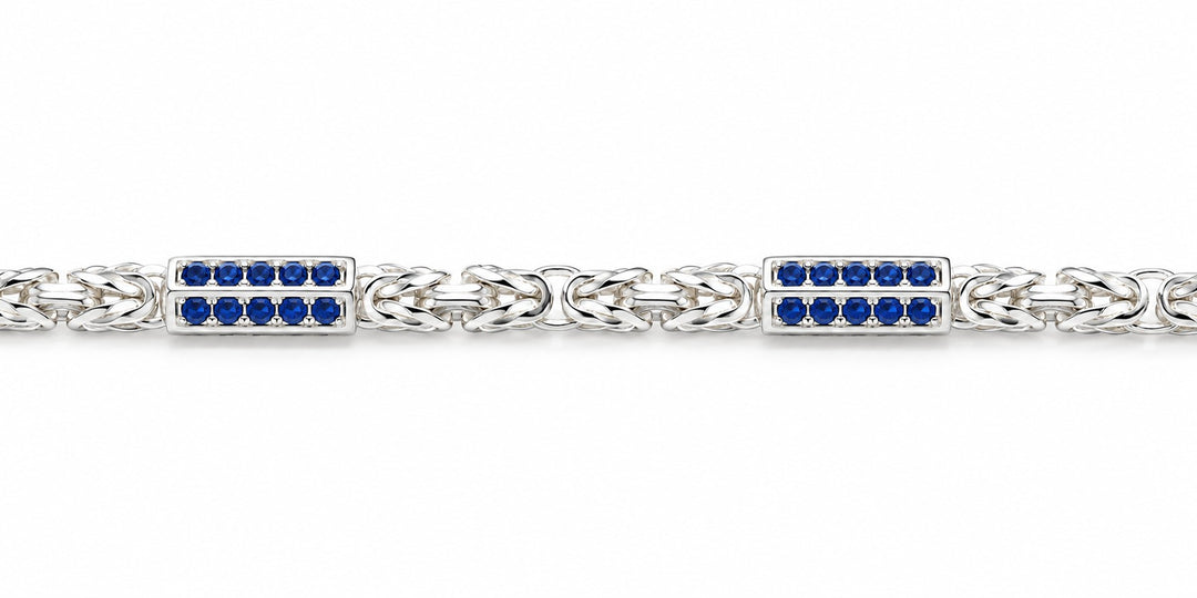 Zilveren Koningsschakel Armband 3 mm met Blauwe Zirkonia – 20 cm