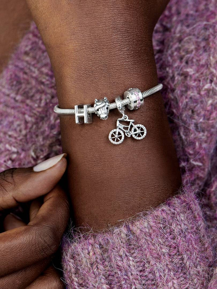 Pandora Moments 791972PCZ - Zilveren clip bedel met roze zirkonia