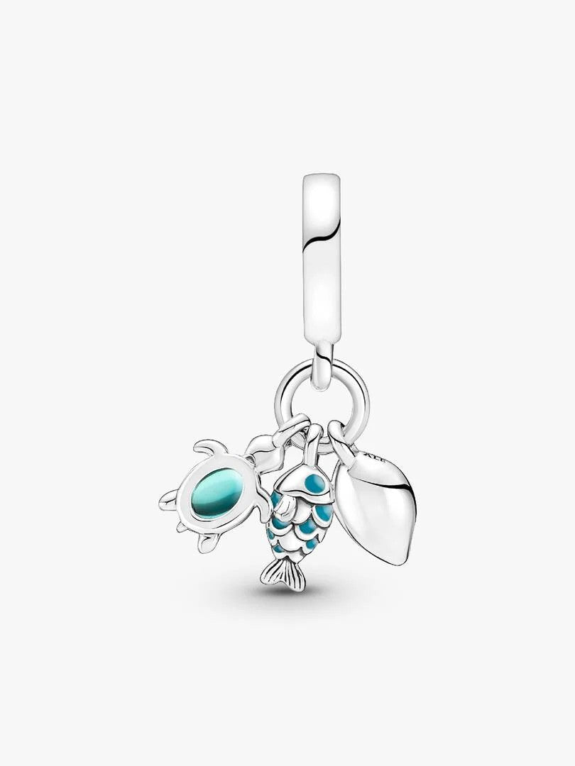 Pandora Bedel Silver Fish, Sea Turtle &amp; Conch Triple Charm 791697C01