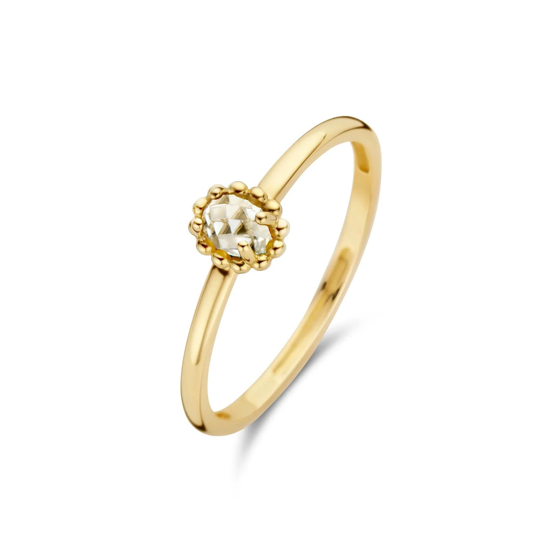 Blush Jewels ring1227YWT - 14k Geelgoud met witte topas maat 54