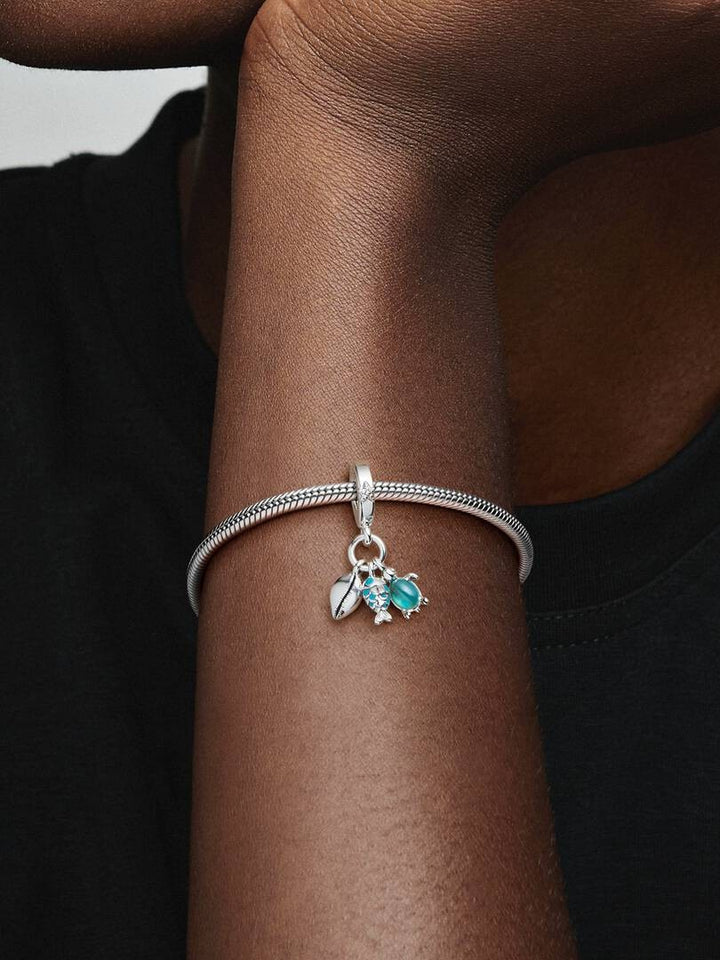 Pandora Bedel Silver Fish, Sea Turtle &amp; Conch Triple Charm 791697C01