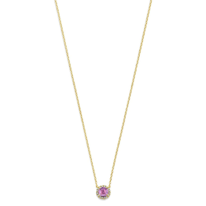 14 Karaat Geelgouden Collier met Roze Saffier en Diamant – 41-45 cm