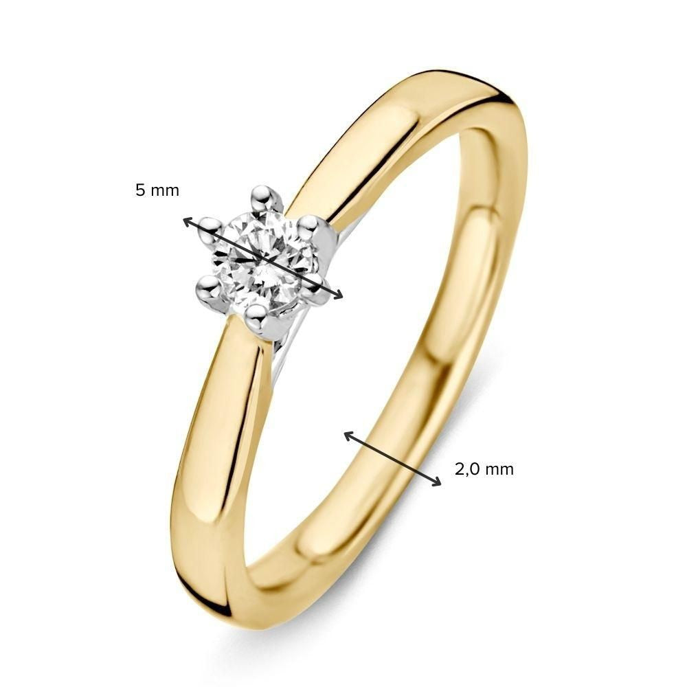 14 Karaat Bicolor Gouden Diamanten Ring 0,19 ct