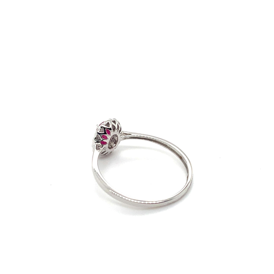14 kt entourage ring GTA223-R-W robijn & diamant