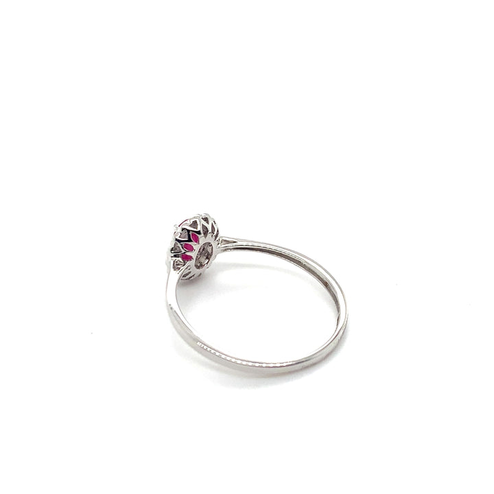 14 kt entourage ring GTA223-R-W robijn & diamant