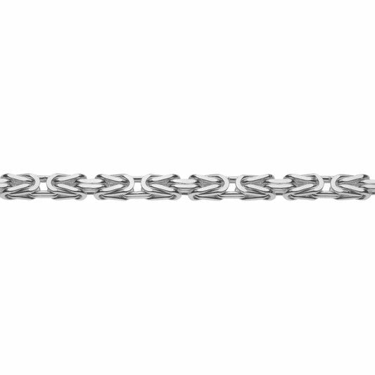 Zilveren Massieve Koningsschakel Armband Vierkant 3 mm – 19 cm