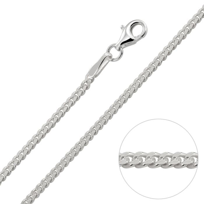 Zilver gerhodineerd collier gourmet 1,8 mm 50cm