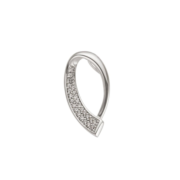 Hanger met een ovaal diamant motief, vervaardigd uit 18-karaats witgoud.