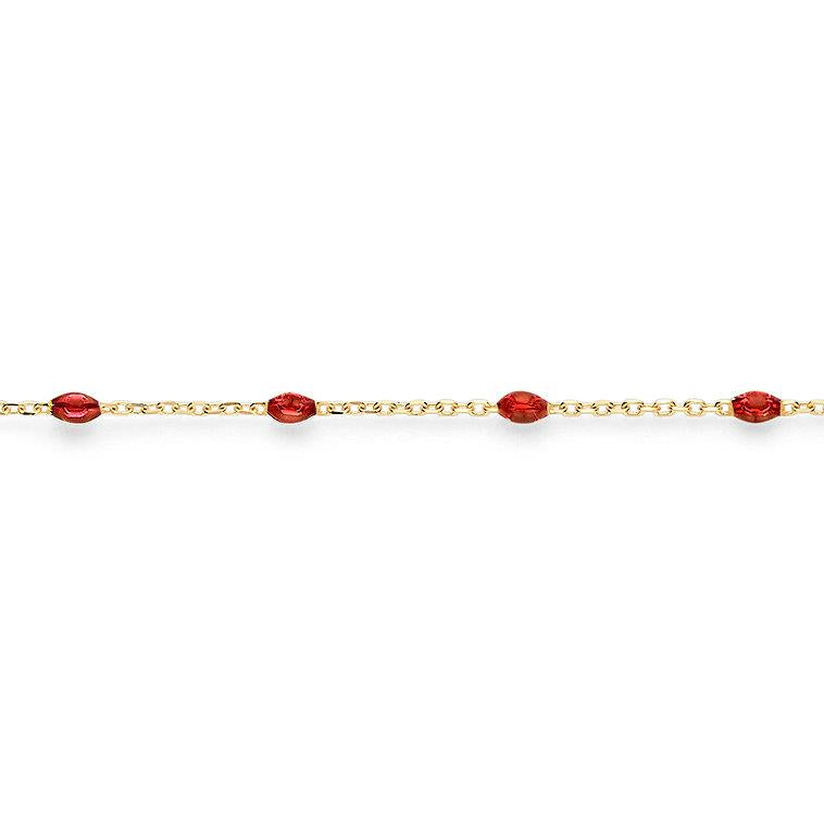 2226YRR Blush geelgouden armband met resin druppels rood