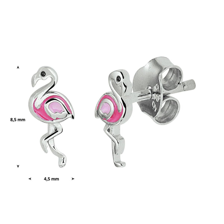 Zilveren oorknoppen oorknoppen flamingo