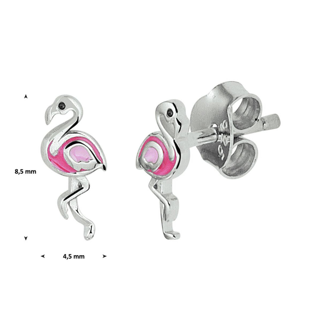 Zilveren oorknoppen oorknoppen flamingo