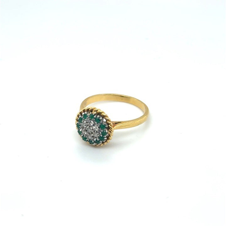 18 Karaat Geelgouden Entourage Ring met Smaragd en Diamant
