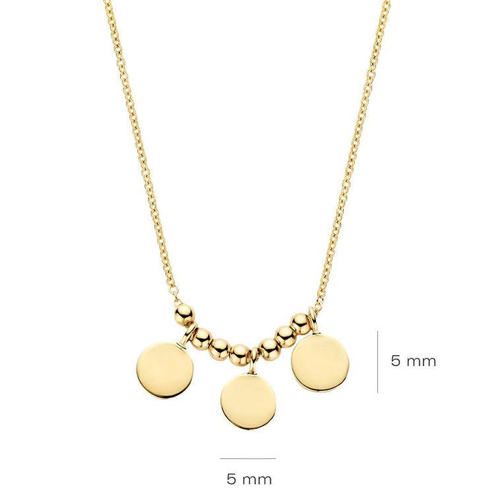 3170YGO Blush geelgouden collier met 3 ronde plaatjes