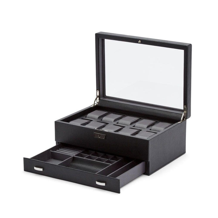 466202 Viceroy 10 PC Watch Box w/ Drawer - Black