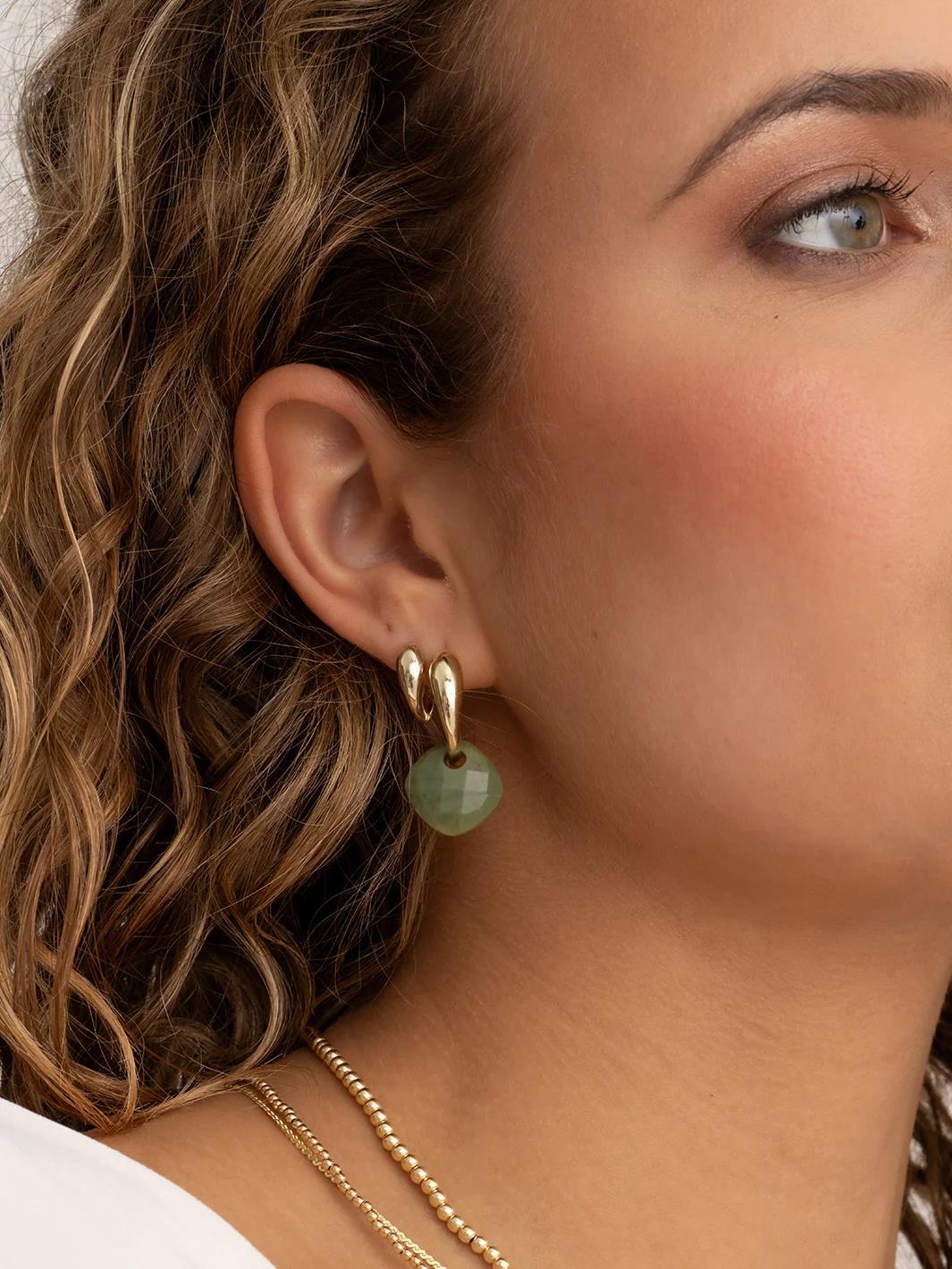 Earrings | Edge Push Back Earrings Gold - CZ EAG05-CZ