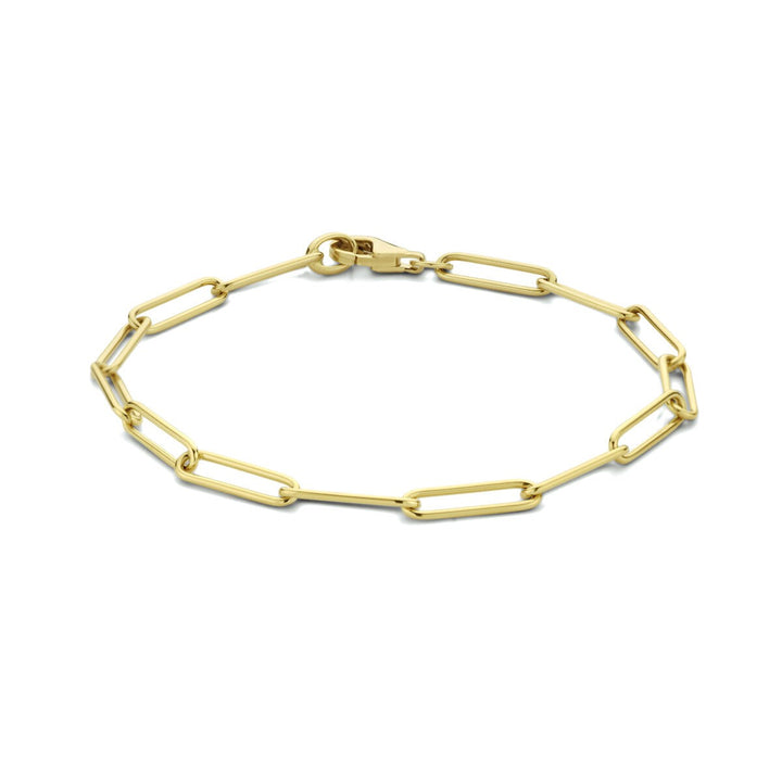 14 kt armband paperclip rond massief 3,9 mm 19 cm