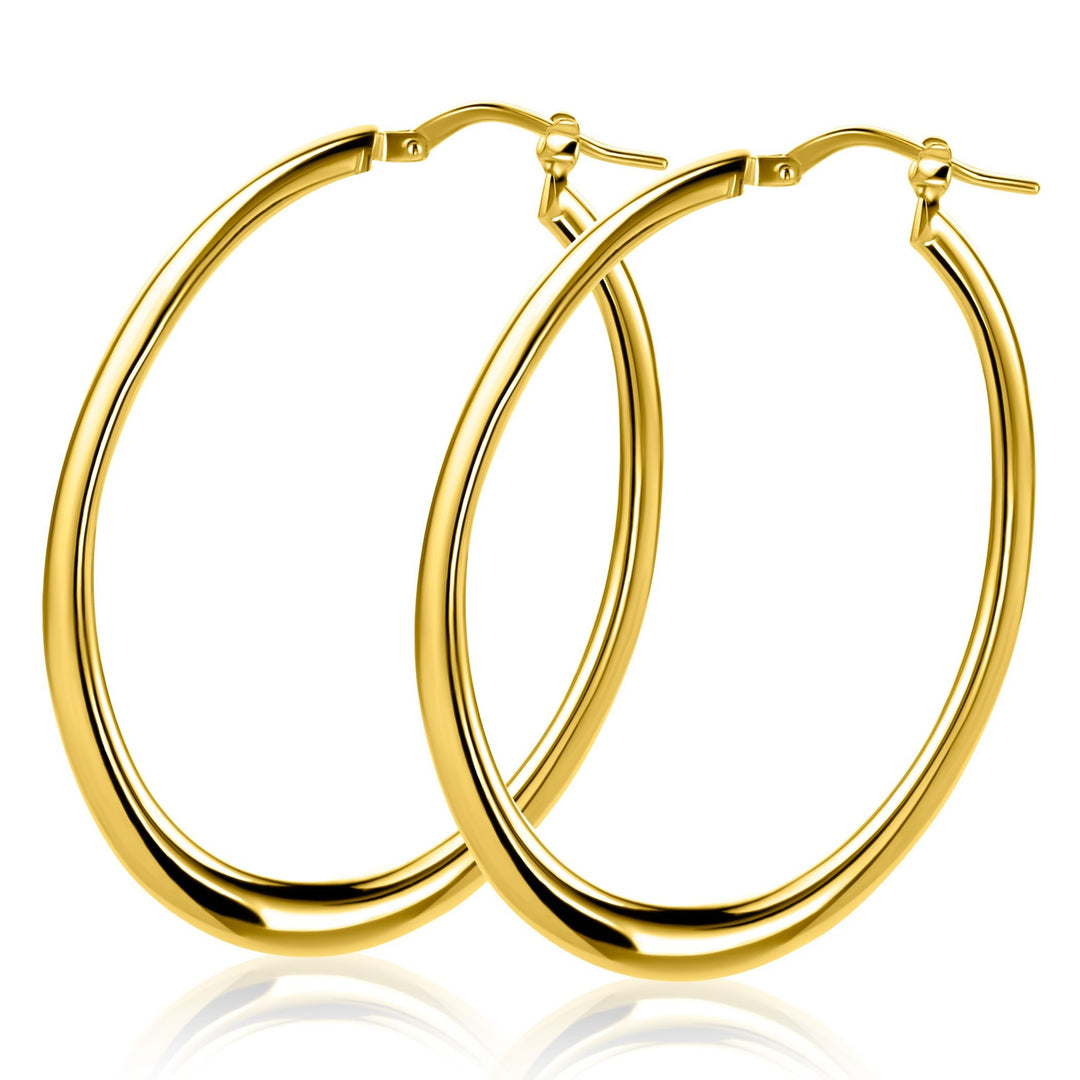 48mm ZINZI gold plated zilveren oorringen met organisch gevormde buis 2mm breed en handige bovensluiting ZIO2701G