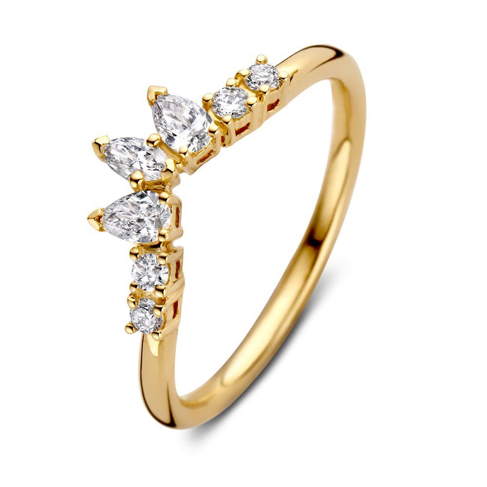 14 karaats ring markies druppelvorm diamant fantasie 0.47 crt.