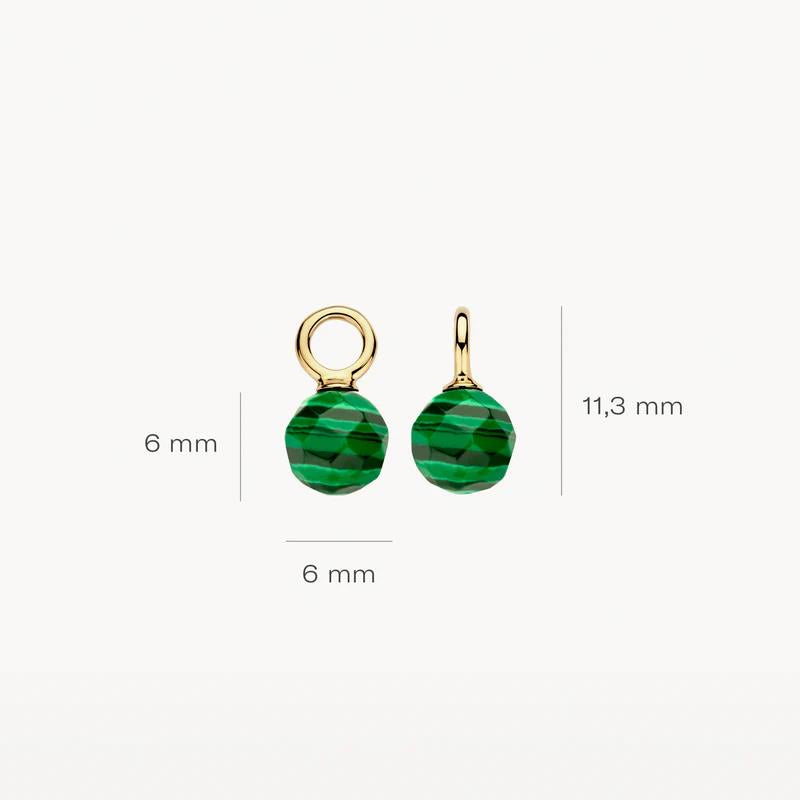 Oorbedels 9046YMA 14k Geelgoud met Malachiet