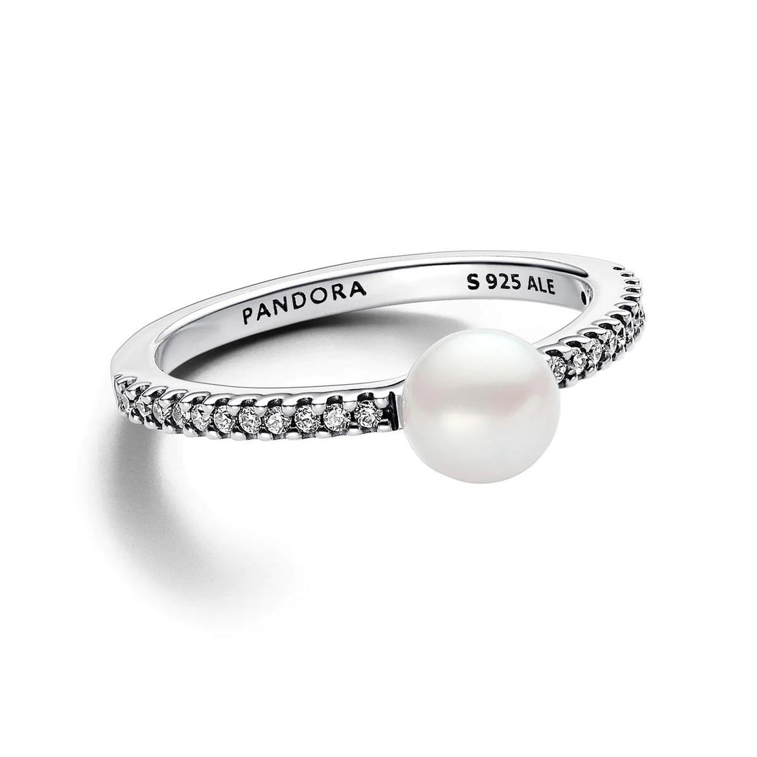 Pandora Zilveren Ring met Zoetwaterparel en Helder Zirkonia 193158C01