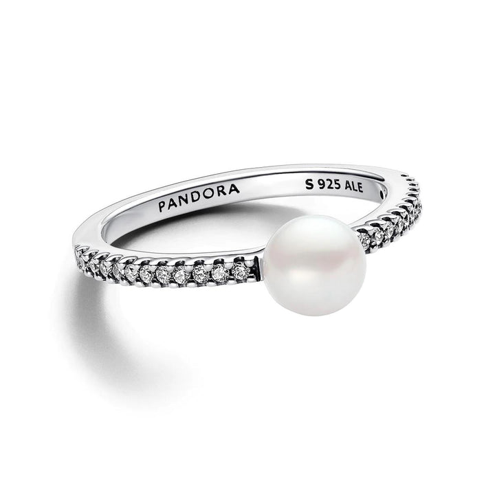 Pandora Zilveren Ring met Zoetwaterparel en Helder Zirkonia 193158C01