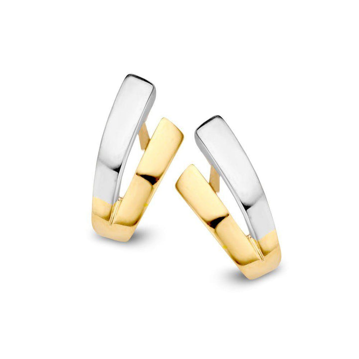 Oorstekers bicolor 14k geel/wit goud