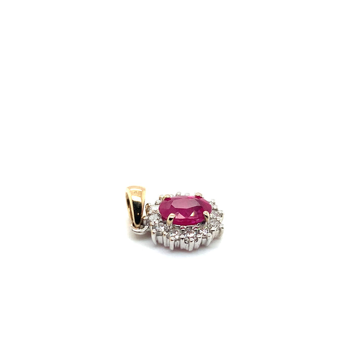 14 kt hanger diamant en robijn 0.26ct &0.95 ct GTD156-B