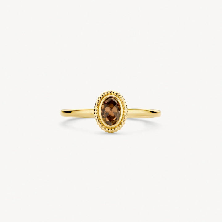 14k Geelgoud met parelmoer en pure quartz Ring 1239YBQ