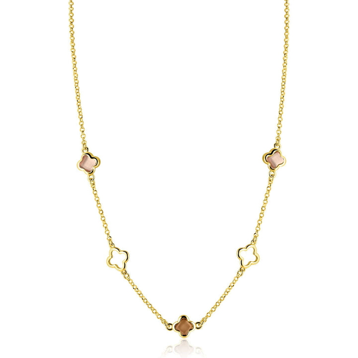 ZINZI goldplated oorstekers met bruine klavers – ZIO2772