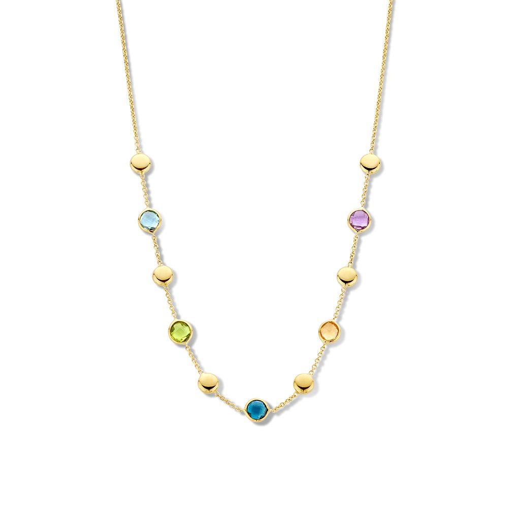 14 kt Geelgouden collier met kleurstenen CW137405
