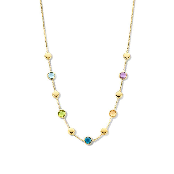 14 kt Geelgouden collier met kleurstenen CW137405