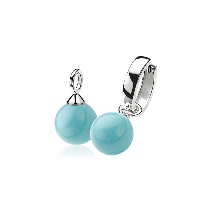 ZINZI Zilveren Oorbedels met Turquoise Glasparel 10 mm ZICH266T