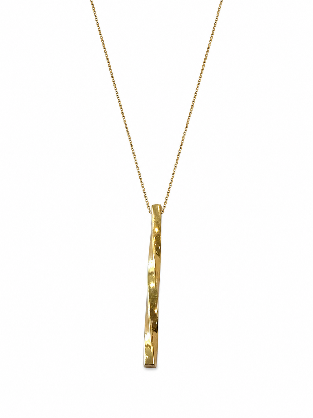 14 Karaat Geelgouden Getordeerde Hanger met Collier 70 cm