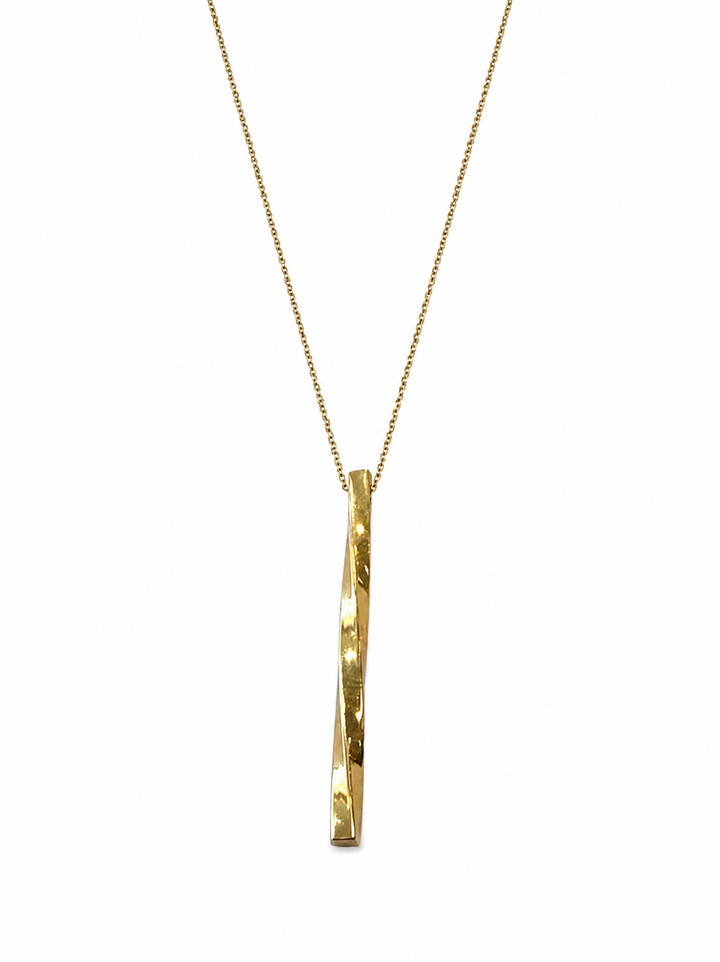 14 Karaat Geelgouden Getordeerde Hanger met Collier 70 cm