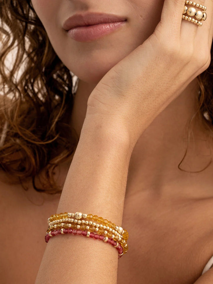Sparkling Jewels Interstellar Armband Light Citrine Quartz Gold Plated – SBG-GEM65-3MM-MIX