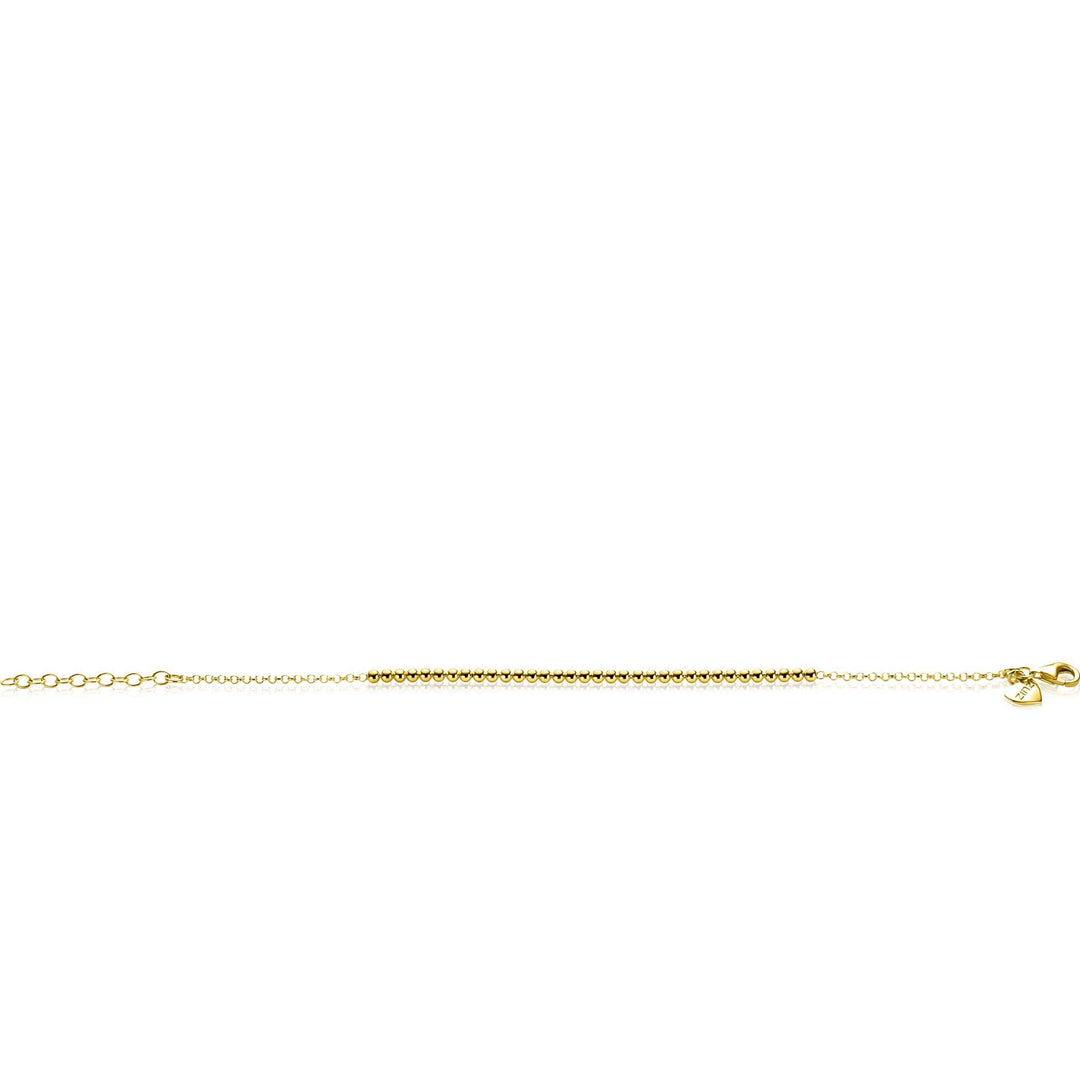 ZINZI gold plated zilveren jasseron armband met bolletjes schakels (2,5mm breed) in het midden 16-19cm ZIA2640G