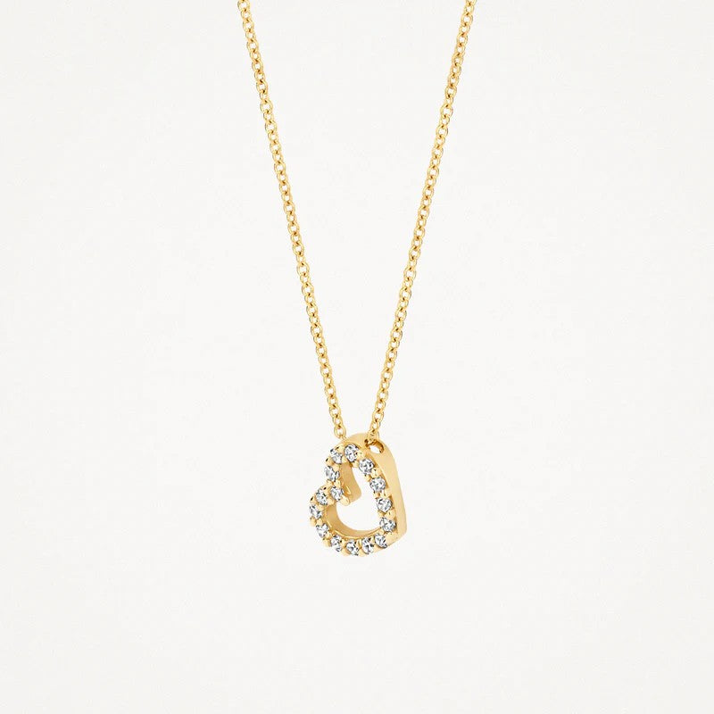 14k Geelgouden Collier hart met Zirkonia 3072YZI