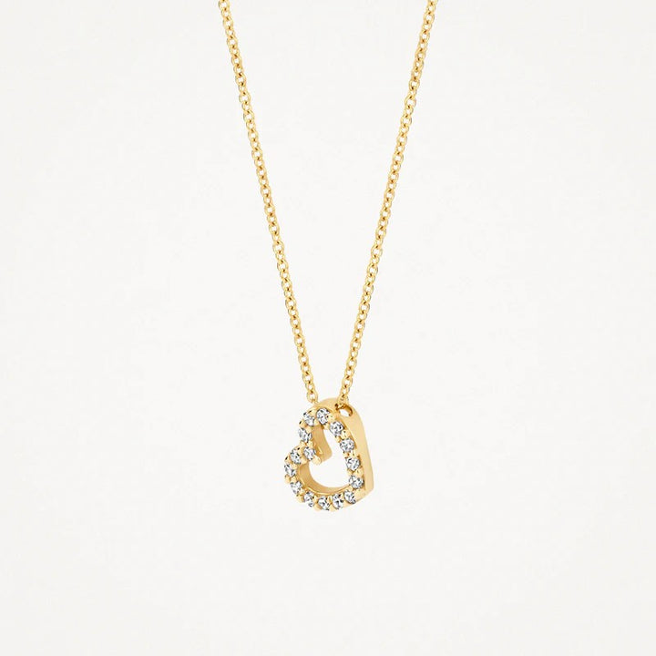 14k Geelgouden Collier hart met Zirkonia 3072YZI